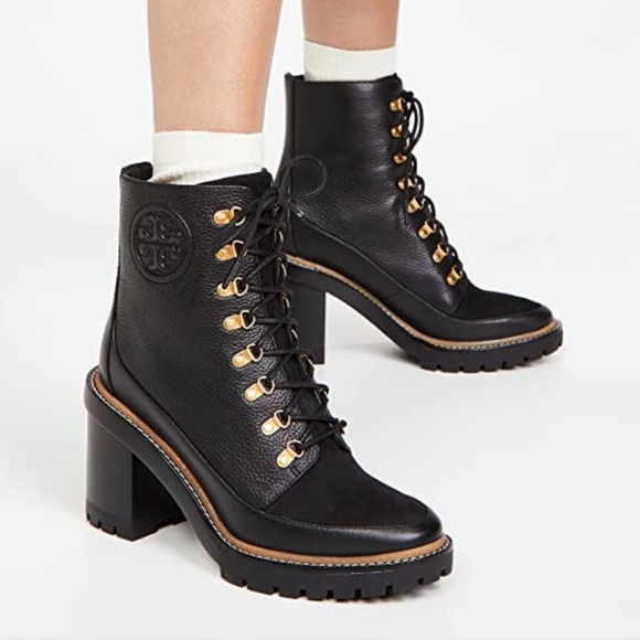Tory Burch 100mm lace-up Leather BootsBlack